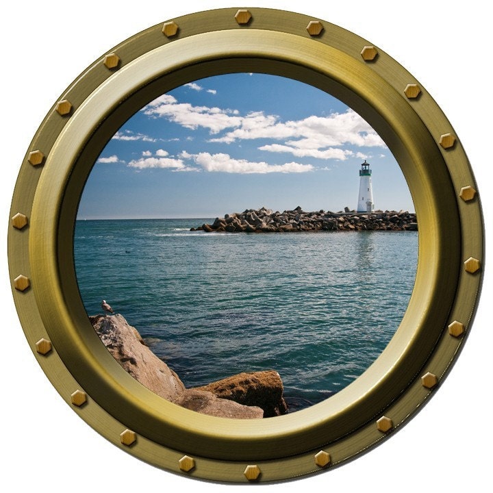 Lighthouse Three Porthole Vinyl Wall Decal
