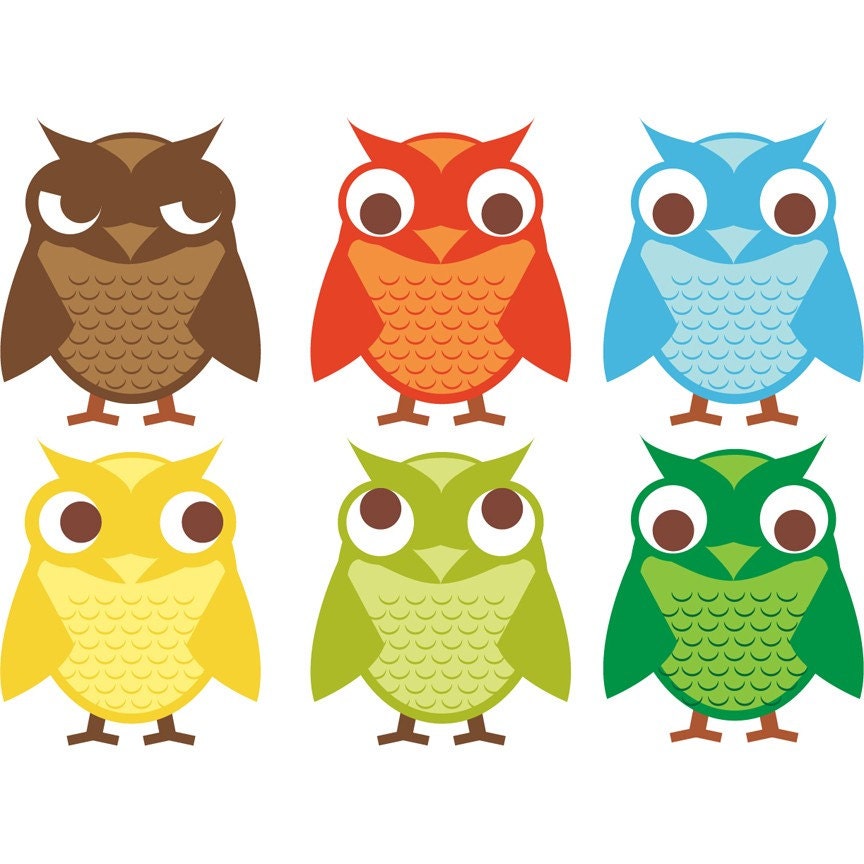 6 Owls Set of Vinyl Decals