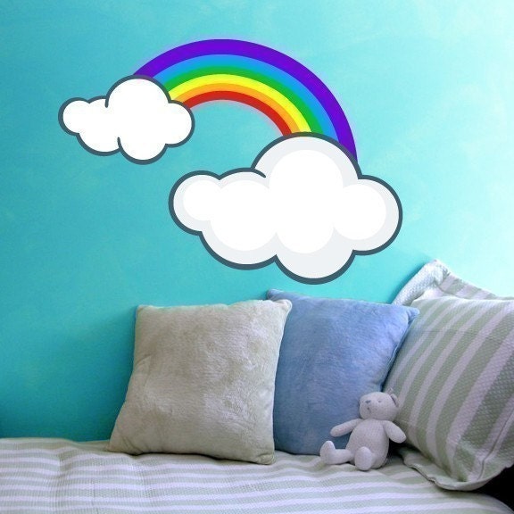 Rainbow and Clouds Vinyl Wall Decal by WilsonGraphics on Etsy