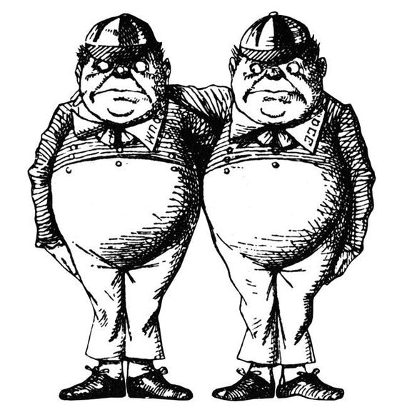 Tweedle Dee and Tweedle Dum Alice in Wonderland Themed Vinyl Wall Decal