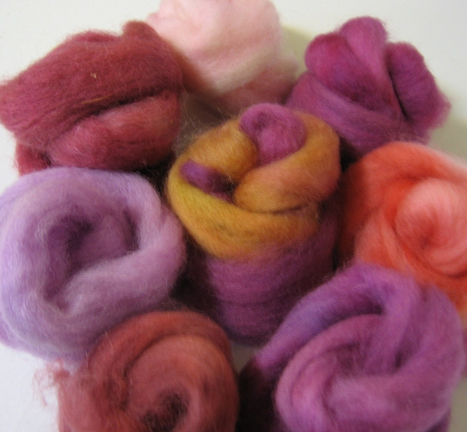 Hand-dyed Roving - Red Menace, a Paintbox for Felt Makers - Free Domestic Shipping