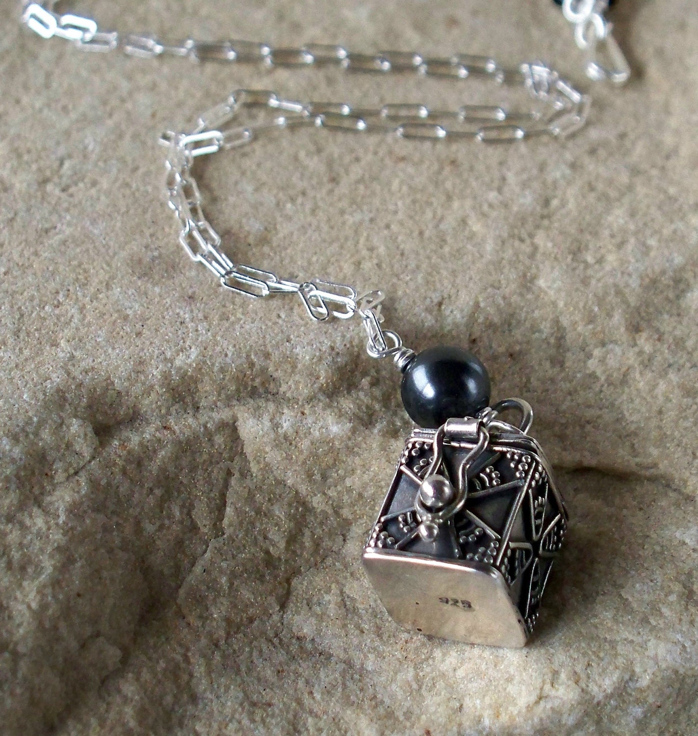 Secret Prayer - Bali Sterling Silver And Swarovski Crystal Pearl Prayer Box Necklace SRAJD