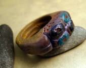 Chunky turquoise and ochre ring
