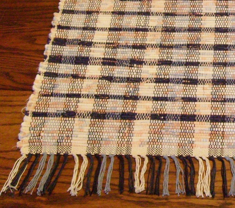 Rag Rug Navy Peach and Country Blue