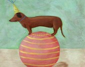 Dachshund Art, Dog Art Print from original painting - 8 x 8 - Wiener Dog - Dachshund Print