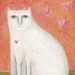 White Cat Art, Print from original painting - 8 x 10 - White Cat Print - Leon the Love Cat
