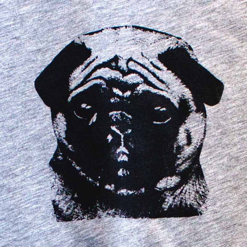 Pug T Shirt - Unisex heather unisex tshirt, pug screen print, dog art