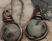 Copper Earrings With Marbled Stones