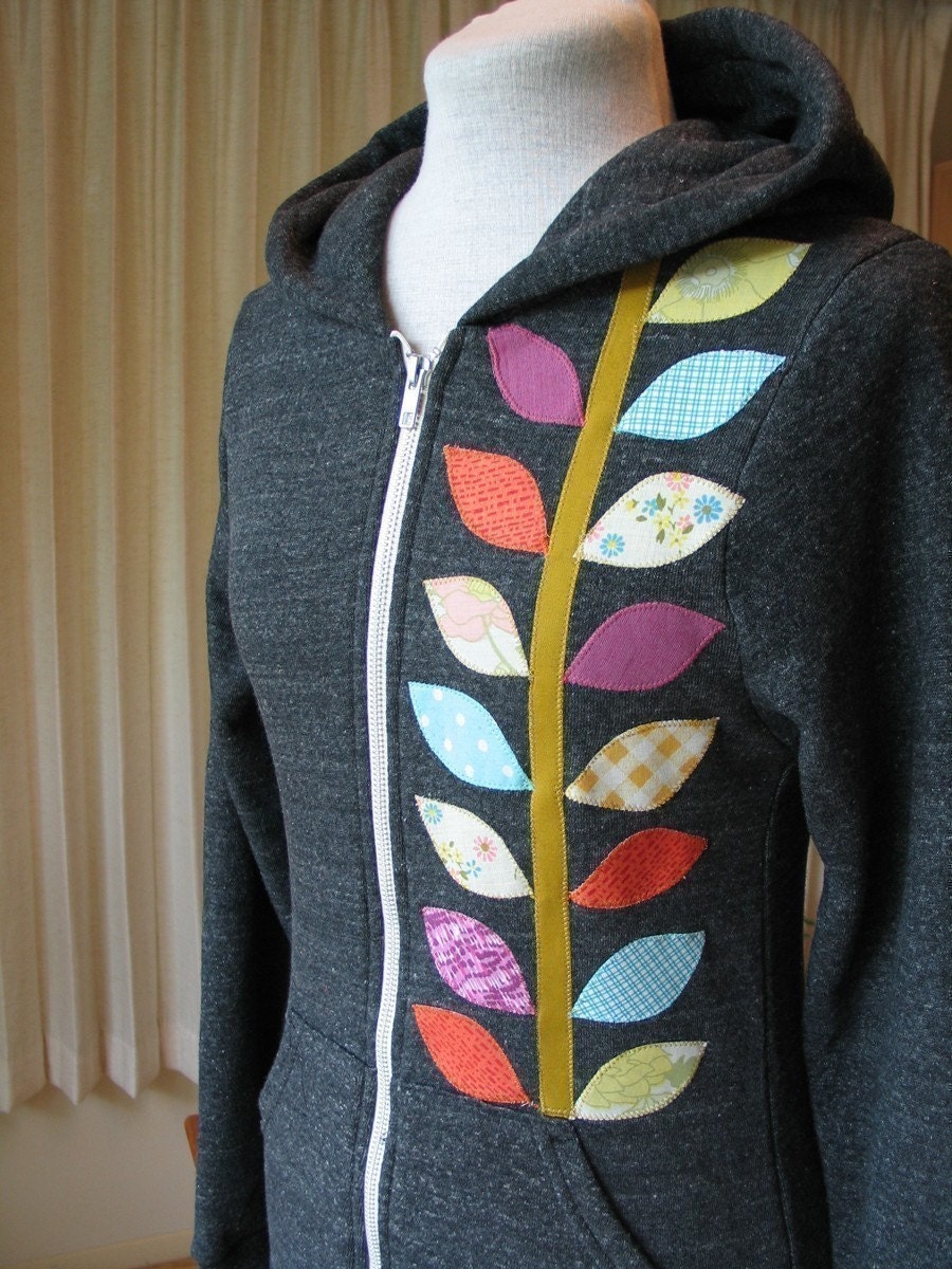 Spring Vine Hoodie, Charcoal Gray, Small, Large