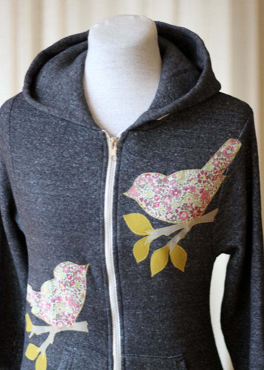 Liberty Love Bird Hoodie, Charcoal Gray, Small, Medium, Large