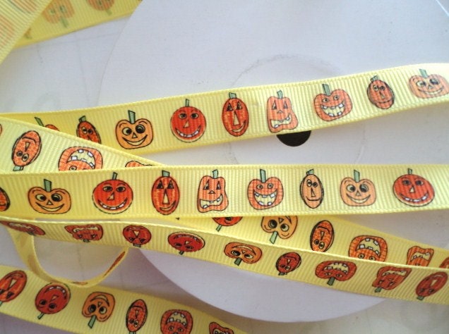 1/2" Crazy pumpkins grosgrain ribbon