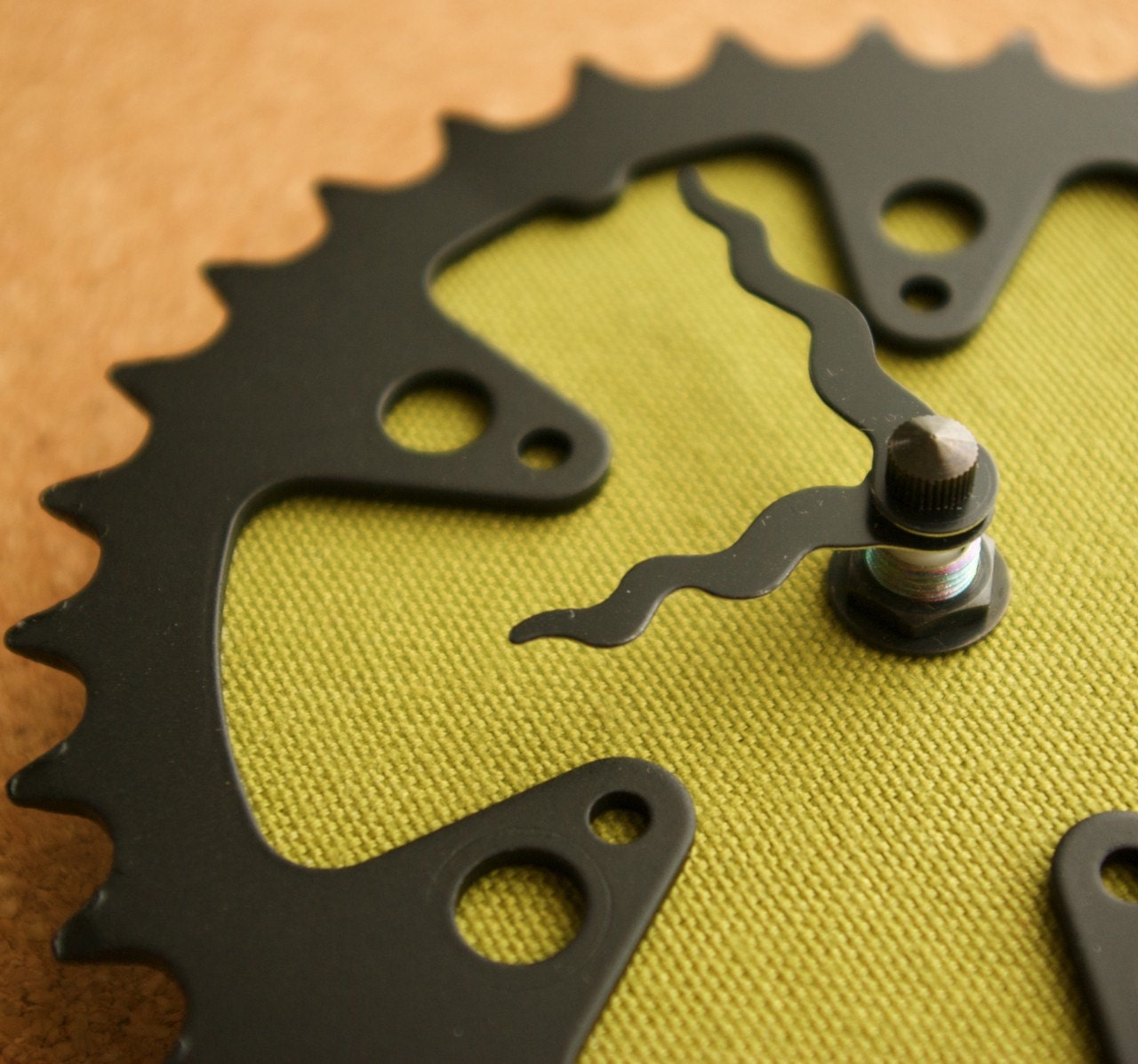 Recycled Bike Clock in Army Green