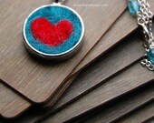 Nested Heart Necklace - Needlefelted Wool, Sterling Silver