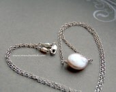 Moonstruck Necklace - White Freshwater Coin Pearl, Sterling Silver