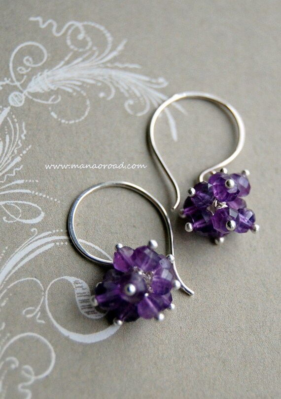 Twinkle Earrings - Faceted Amethysts, Sterling Silver