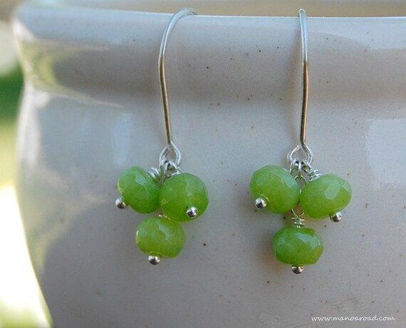 Chartreuse Earrings - Green Jade and Sterling Silver