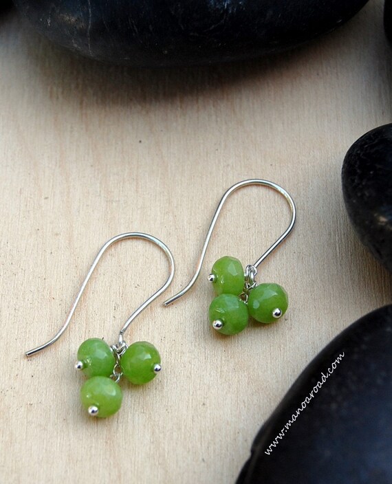 Chartreuse Earrings - Green Jade and Sterling Silver