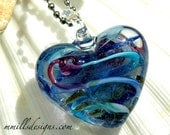 Floral Glass Heart Necklace
