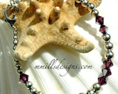 Amethyst Swarovski Crystal and Silver Bracelet