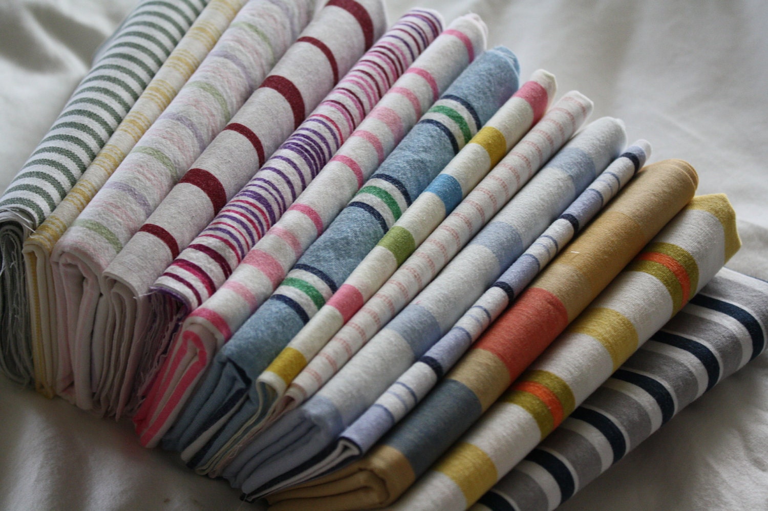 64 Reclaimed Bed Linen Quilt Squares-12 Inch-Stripes