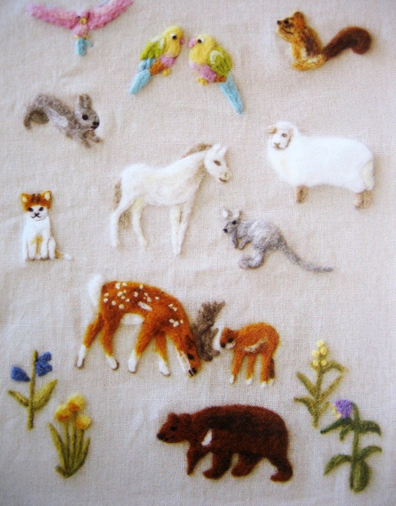 wool felt embroidery japanese needlefelting pattern by feltcafe