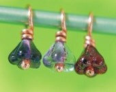 TINY TRIO - Copper Stitch Markers with Czech Glass - Set of 3 - Perfect for Sock Knitters