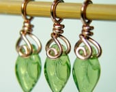 TINY LEAVES - Handcrafted Stitch Markers - Set of 3 - Perfect for Sock Knitters - US3