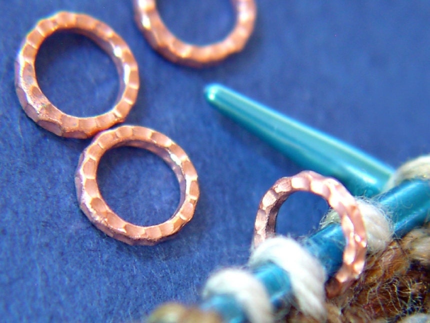 Handmade Copper Ring Stitch Markers - Set of 10 - US6