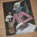 Clown with Violin. Litho print.