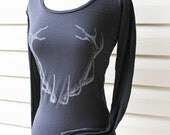 Winter Antlers on organic coal long sleeve