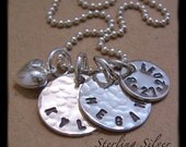 Personalized Necklace - Hand Stamped Jewelry - Custom Made Wedding Necklace - Sterling Silver - Anniversary Necklace - Family Necklace