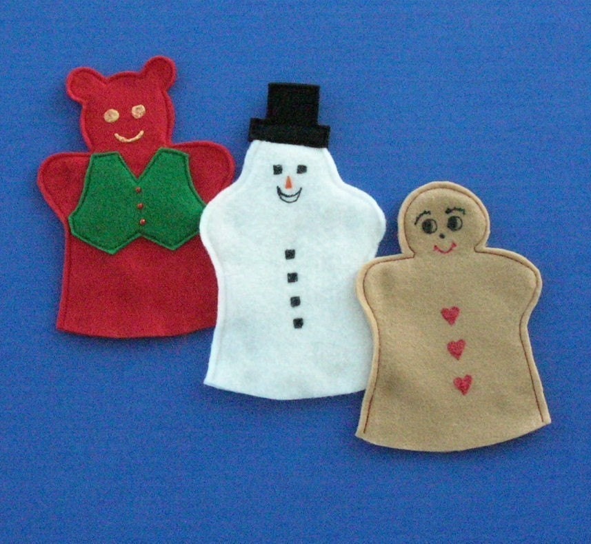 Hand Puppet Set of Gingerbread Man and Friends