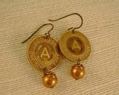 A is for Always - Augusta Georgia Transit Token Copper Pearls Niobium Recycled Earrings, Can Create Special Token Earrings For YOU
