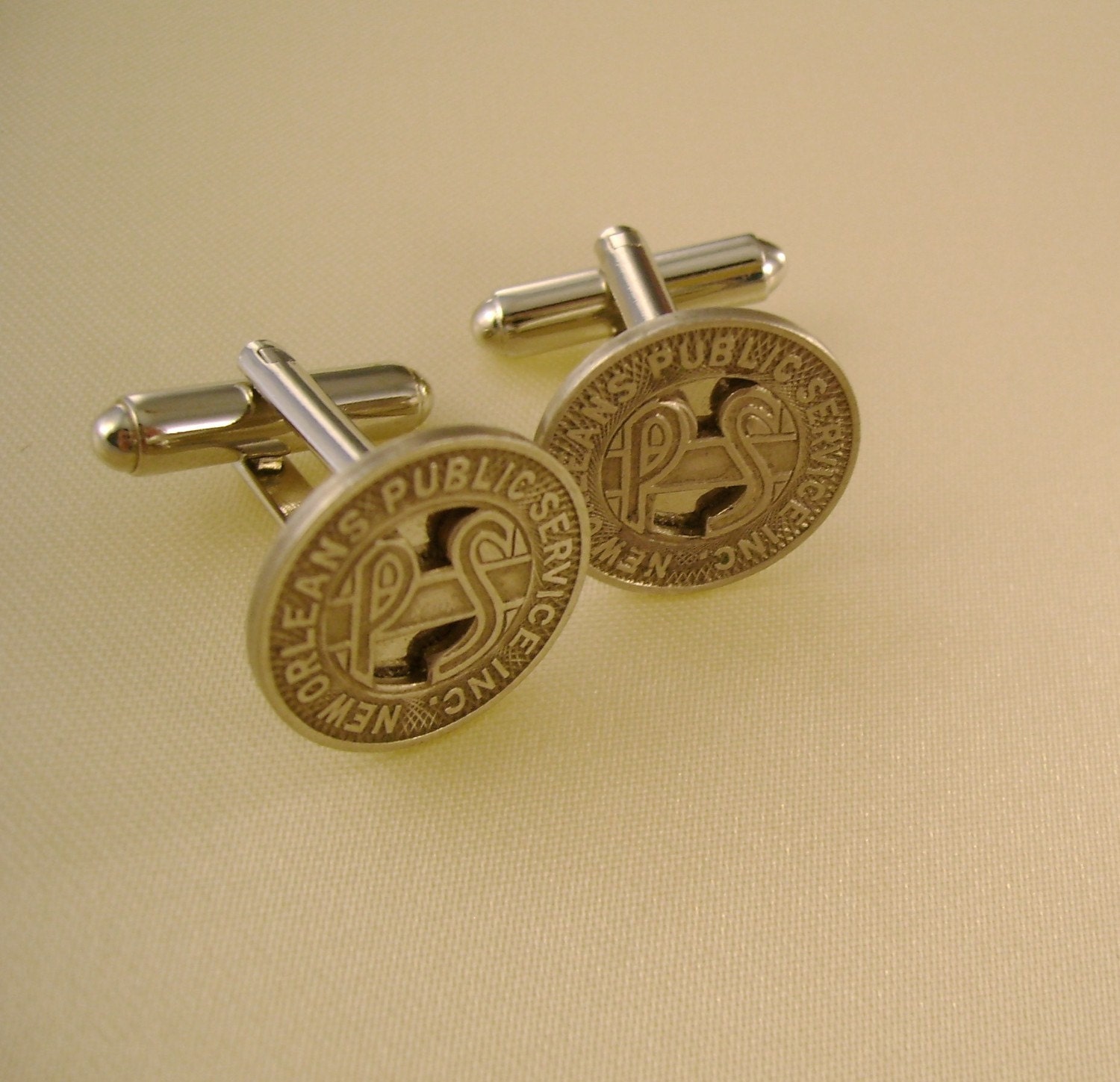 Big Easy Baby - Vintage Authentic New Orleans Silver Transit Token Cufflinks, Man Gift, Groomsmen Gift