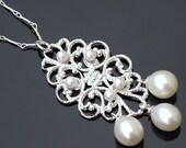 Freshwater Pearl Pendant, Swarovski Pearl & Sterling Silver Necklace