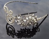 Rhinestone & Pearl Bridal Hairband, Vintage Style Crystal, Pearl Head Piece. FREE SHIPPING