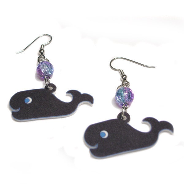 Charming Black Whale Earrings