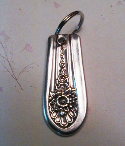 Silverware Recycled Knife Handle Key Ring Jubilee Pattern Repurposed Gift Idea