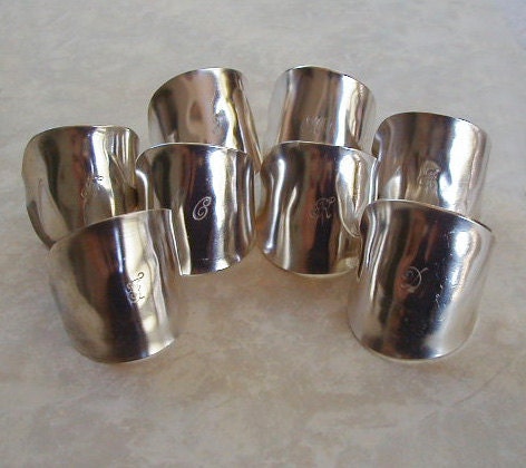 Silver Spoon Bowl Napkin Rings Set of 8 Personalized Monogram Recycled Silverware