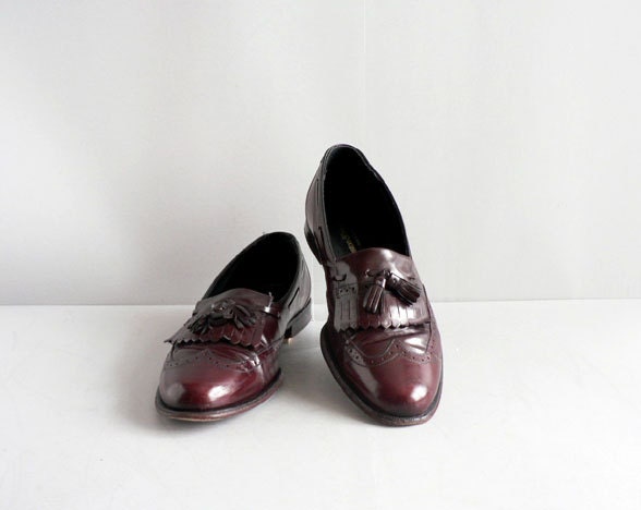 Men's Oxblood Tassel Loafers by Johnston and Murphy by Etsplace