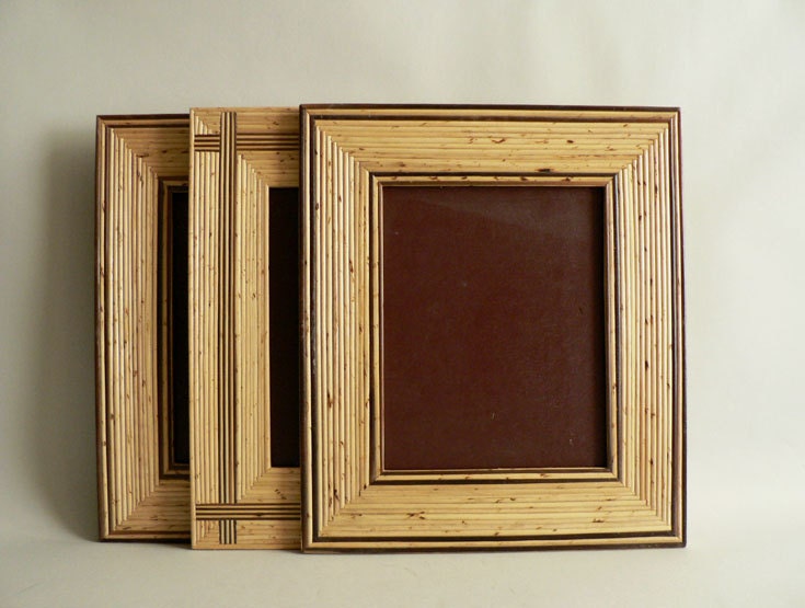 Wall Gallery Picture Frames, set of Three Brown Wood Frames
