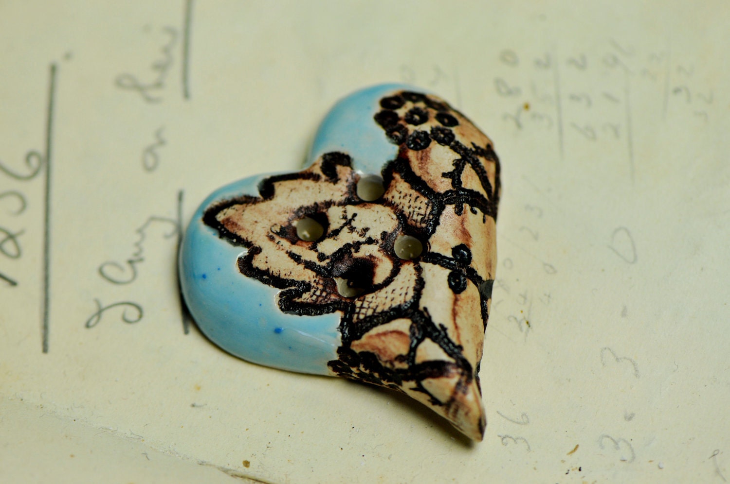 bubble heart Alice button.....she is a sew on button