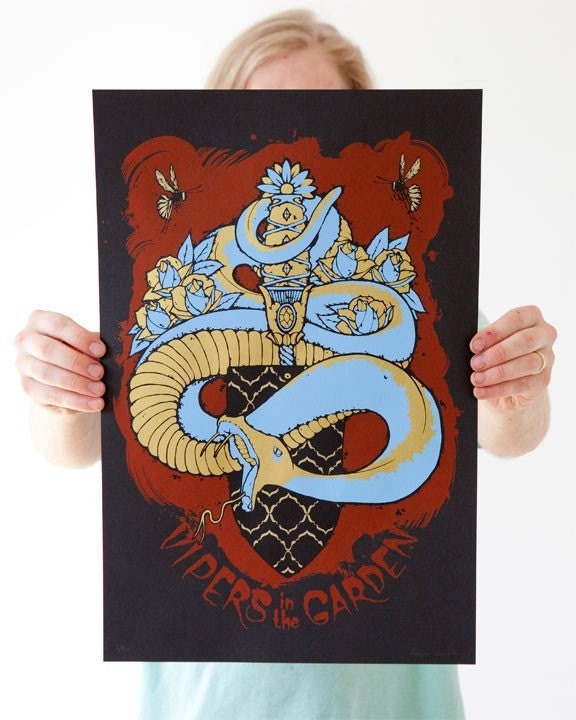 Vipers in the Garden screenprinted poster