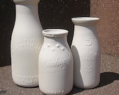 NYC themed porcelain milk bottle vase set