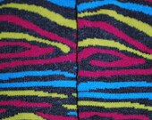 Baby Leg Warmers - NEWBORN size - smoke grey with colorful zebra