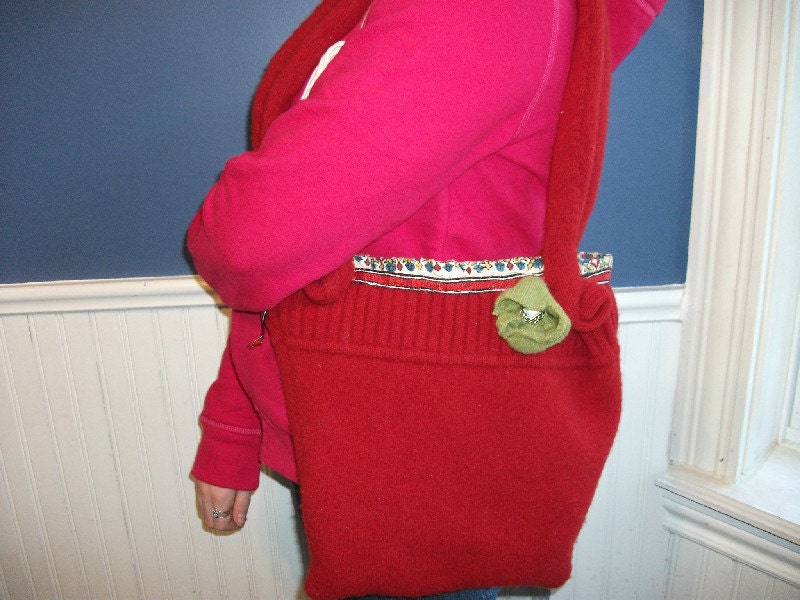 India Red Recyled Wool Sweater Purse