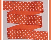 Orange Ribbon Grosgrain White Polka Dot Dots Halloween 1.5 inches wide cbonefive