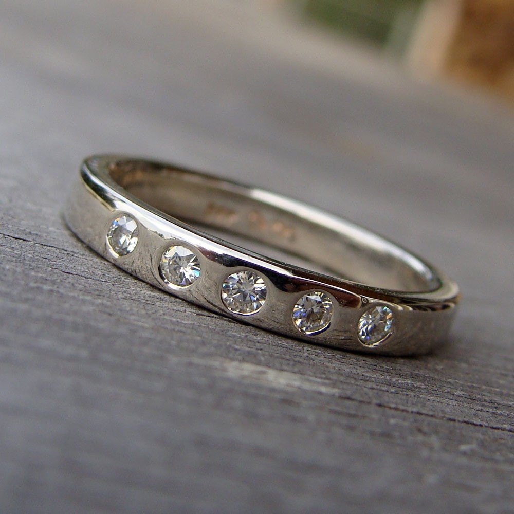 Moissanite and Recycled 14k White Gold Ring, Made to Order