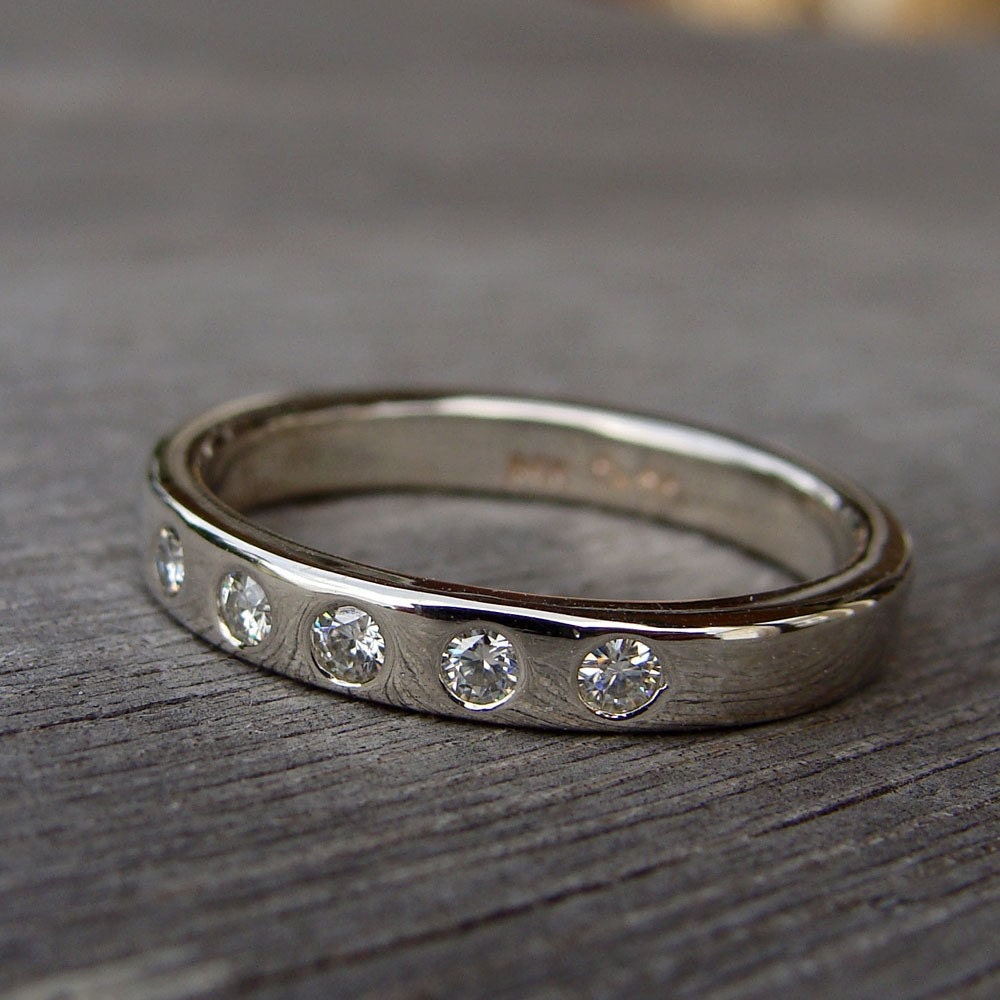 Moissanite and Recycled 14k White Gold Ring, Made to Order