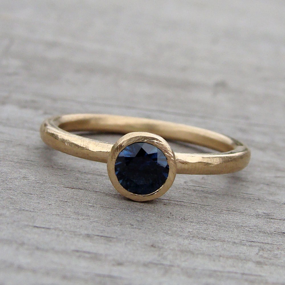CLEARANCE - Fair Trade AAA Australian Sapphire and Recycled 14k Yellow Gold Ring, Size 7.5